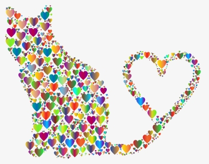 Cat 2 Silhouette Heart Tail Hearts - Heart Png Images Free Download, Transparent Png, Free Download