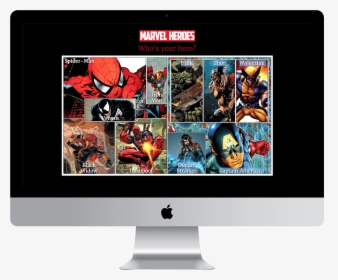 Marvel Heroes Website Is Shown On Macbook - Computer Monitor, HD Png Download, Free Download
