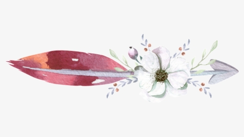 Flower Arrow Feather Watercolor Hand Painted Transparent - Flower Arrow Png, Png Download, Free Download