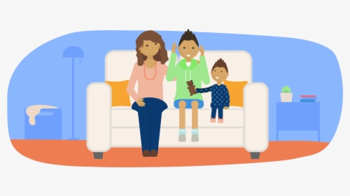 Mother And Younger Sibling Comforting A Sad Teenager - Cartoon, HD Png Download, Free Download