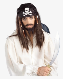 Caribbean Pirate Wig - Jack Sparrow Wig And Beard, HD Png Download, Free Download