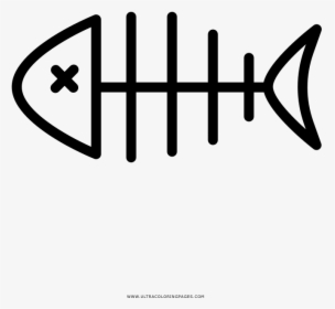 Fish Bone Coloring Page - Line Art, HD Png Download, Free Download