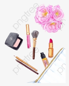 Watercolor Clipart Makeup - Dibujos De Make Up, HD Png Download, Free Download