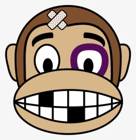 Cartoon,facial Expression,head,clip - Monkey With Head Bandage, HD Png Download, Free Download