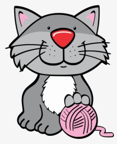 Cat With Yarn - Cat Front View Cartoon, HD Png Download, Free Download