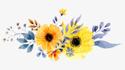 Transparent White Flower Border Png - Yellow Watercolor Flowers Png, Png Download, Free Download