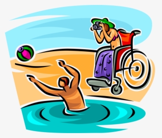 Vector Illustration Of Friends Play At Beach With Handicapped, HD Png Download, Free Download