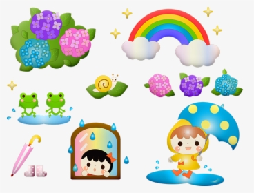 Kawaii Frog, Rainy Season, Japanese, Seasonal, Asian - Japanese Cute Seasons Cartoon Border Clipart, HD Png Download, Free Download