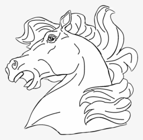 Neighing Horse Head Coloring Page - Draw A Horse Head Neighing, HD Png Download, Free Download