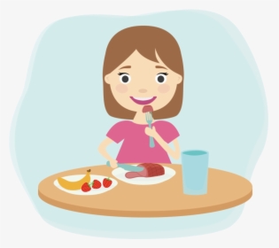 Eating Breakfast Child Clip Art Healthy Foods Clipart - Girl Eating Breakfast Clipart, HD Png Download, Free Download