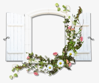 Window With Flowers - Window Frames With Flowers, HD Png Download, Free Download