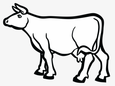 Transparent Baby Cow Png - Cow Cartoon Black And White, Png Download, Free Download