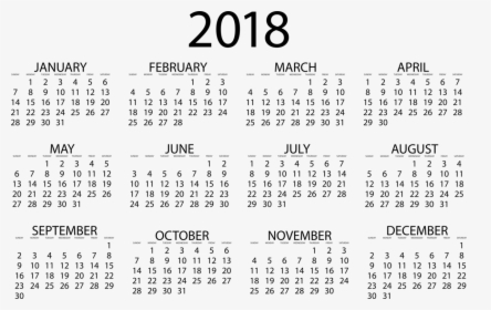 Area,text,monochrome - 2018 Large Print Calendar, HD Png Download, Free Download