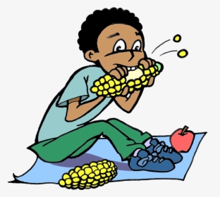 Eating Cliparts - Boy Eating Corn Drawing, HD Png Download, Free Download
