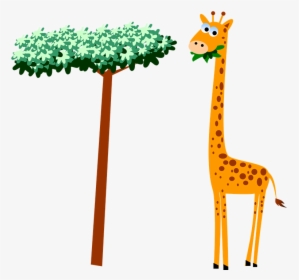 Giraffe Clipart Black And White, Giraffe Face Clipart, - Giraffe Eating Leaves Clipart, HD Png Download, Free Download