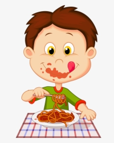 Personnages Illustration Individu Personne - Boy Eating Spaghetti Clipart, HD Png Download, Free Download