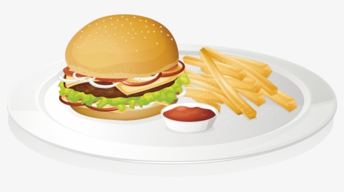 Sandwich Clipart Main Dish - Hamburger And Fries Clip Art, HD Png Download, Free Download
