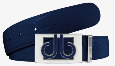 Navy Blue Crocodile Textured Leather Belt With Buckle, HD Png Download, Free Download