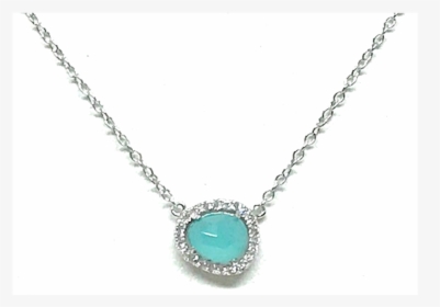 Faceted Amazonite Stone With Cz Border Necklace - Necklace, HD Png Download, Free Download
