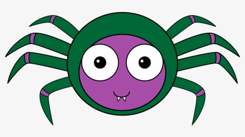Spider, Cartoon, Insect, Green, Purple - Cartoon Spider 8 Legs, HD Png Download, Free Download
