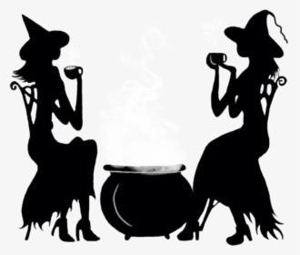 #witches #cauldron #black #silhouette - Witch With Cauldron Silhouette, HD Png Download, Free Download