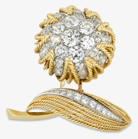 Floral Diamond And Gold Brooch By Van Cleef & Arpels, - Diamond & Gold Brooch, HD Png Download, Free Download