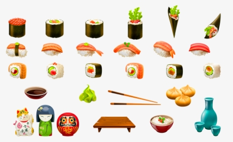 Sushi, Japanese Food, Kokeshi Doll, Maneki Neko, Food - Sushi, HD Png Download, Free Download