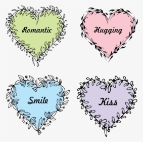 Handdrawn Vector Wreaths Wedding Heart Floral Wreaths - Heart, HD Png Download, Free Download