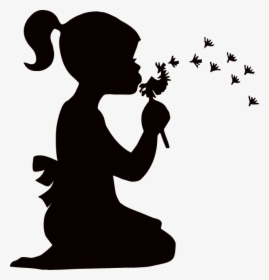 Dandelion Mural Art Wall Decal - Silhouette Of A Girl, HD Png Download, Free Download