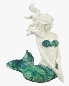 Sitting Mermaid With Swirl Tail - Carving, HD Png Download, Free Download