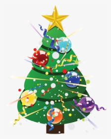 Decorated Christmas Tree Vector, HD Png Download, Free Download