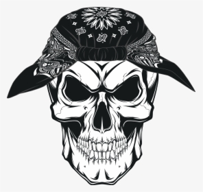 Symbolism Kerchief Skull Human Drawing Png Image High - Skull Bandana Tattoo Design, Transparent Png, Free Download