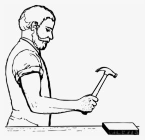 Cartoon Black And White Carpenter, HD Png Download, Free Download