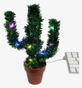 Merry Christmas Cactus With Glowing Led - Flowerpot, HD Png Download, Free Download