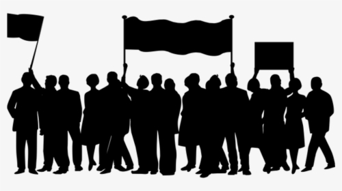 Silhouette Of Protesters Marching With Flags And Banners - Lot Of People Png, Transparent Png, Free Download