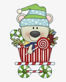 #christmas #bear #wagon #candy #freetoedit - Cartoon, HD Png Download, Free Download