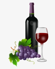 Transparent Glass Of Red Wine Png - Wine Bottle And Grapes Clipart, Png Download, Free Download