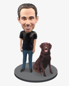 Custom Male With Custom Pet Dog Bobblehead - Labrador Retriever, HD Png Download, Free Download
