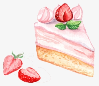 #cake #food #decert #strawberry #cheesecake #watercolors - Cartoon Slice Of Cake Png, Transparent Png, Free Download
