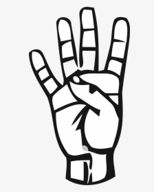 Transparent Finger Clipart - Sign Language Number 4, HD Png Download, Free Download