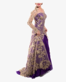 Purple & Gold Bridal Gown , Png Download - Purple And Gold Evening Gowns, Transparent Png, Free Download