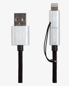 Lightning 2 Way Micro Usb To Usb Cable Sliver - Usb Cable, HD Png Download, Free Download