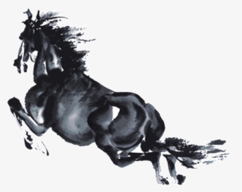 Black Ink Running Horse Pattern Design - Watercolor Horse Png, Transparent Png, Free Download