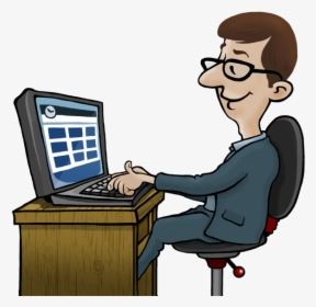Manager - Employee On Computer Clipart, HD Png Download, Free Download