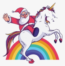 Santa On Unicorn Transparent Background - Unicorn Santa, HD Png Download, Free Download