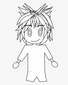 Anime Character Art 20 Black White Line Art 555px - Illustration, HD Png Download, Free Download