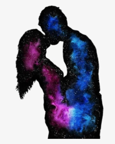 #ftestickers #people #galaxy #couple #kissing #hug - Galaxy Couple Silhouette, HD Png Download, Free Download