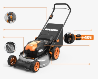Worx 40v 5ah 3 In 1 Cordless Push Lawn Mower 20 In, HD Png Download, Free Download