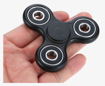 Black Fidget Spinner Transparent Background - Fidget Spinner On Hand, HD Png Download, Free Download