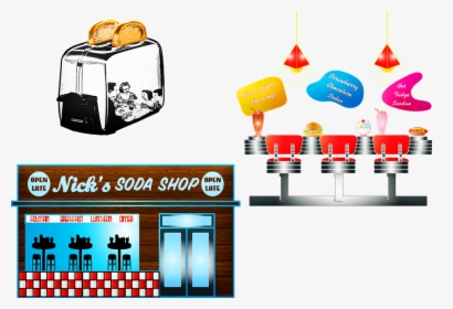 Retro 1950"s Clip Art, Soda Shop, Diner, Toaster, HD Png Download, Free Download